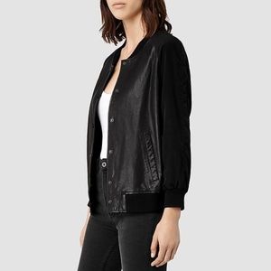 AllSaints Drey Leather Baseball Jacket